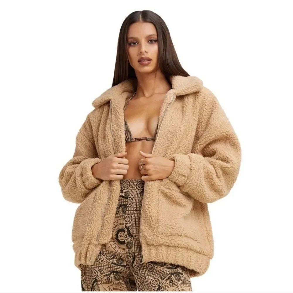 I.AM.GIA Pixie Teddy Coat Sherpa Tan Oversized Size XS